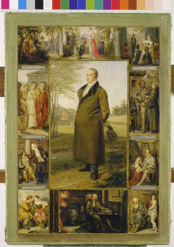 Johann Wolfgang von Goethe, umgeben von seinen Werken. von Moritz Daniel Oppenheim