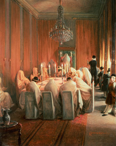 The Rothschild Family at Prayer von Moritz Daniel Oppenheim