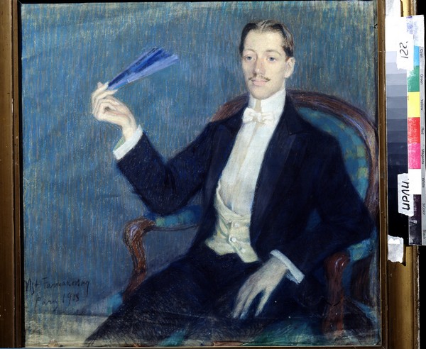 Porträt des Dichters Nikolai Gumiljow (1886-1921) von Mstislaw Wladimirowitsch Farmakowski