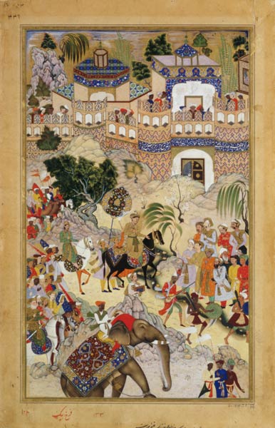 Emperor Akbar's triumphant entry into Surat von Mughal School