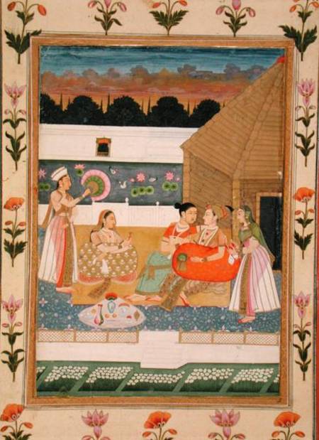 Couple on a terrace at sunset, from the Small Clive Album von Mughal School