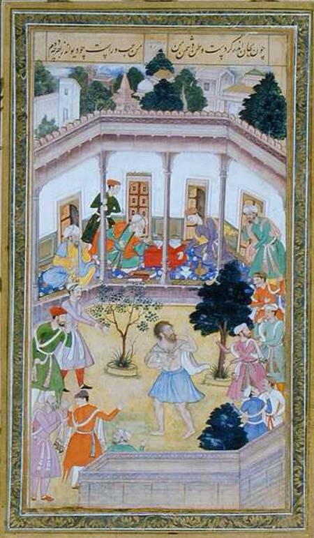 Disturbance by a madman at a social gathering, from the Small Clive Album von Mughal School