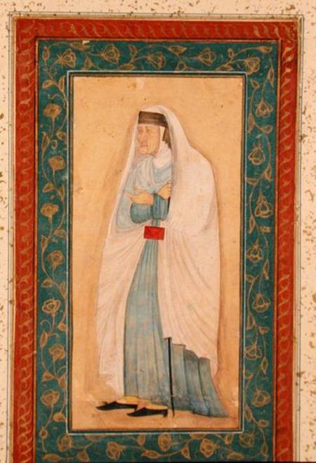An old woman in Westernised dress, from the Large Clive Album von Mughal School