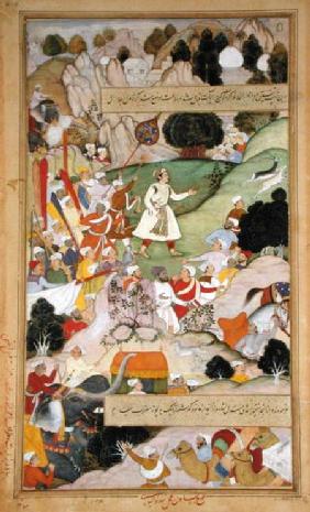 Emperor Akbar's pilgrimage to Ajmir to give thanks for the birth of Prince Mirza Salim in 1569, from 1590-98