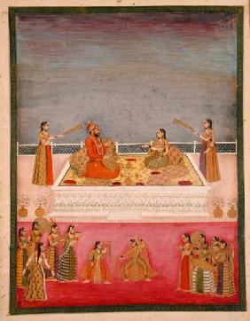 The young Mughal Emperor Muhammad Shah at a nautch performance (1719-48) c.1725