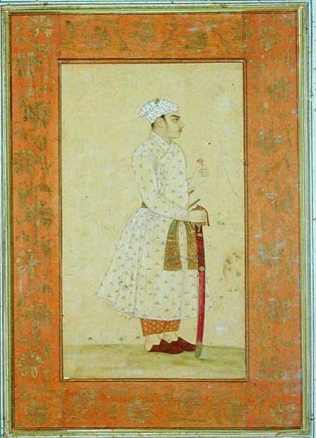 A young nobleman of the Mughal court, from the Large Clive Album  drawing with w/c on von Mughal School