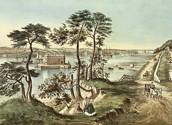 Staten Island and the Narrows from Fort Hamilton von N. Currier