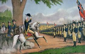George Washington (1732-99) taking command of the American Army at Cambridge, Massachusetts, 3 July 19th