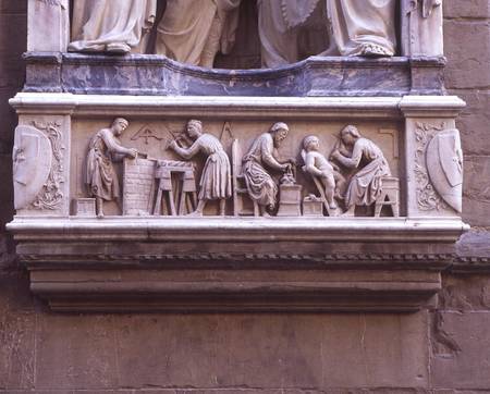 Relief depicting artists and craftsmen at work, from the base of the niche depicting the Quattro Cor von Nanni  di Banco