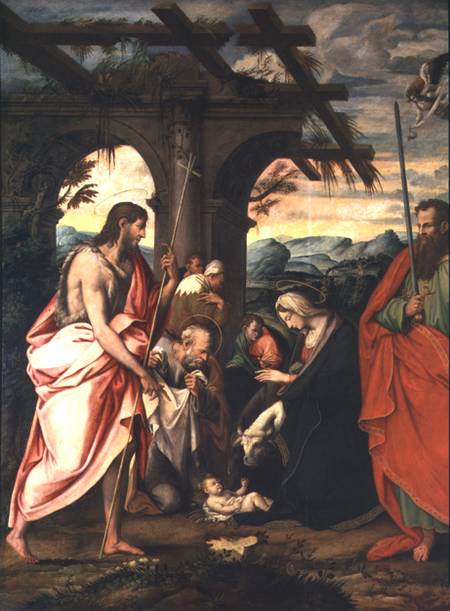 Birth of Christ with St. Paul and St. John the Baptist (panel) von Neapolitan School