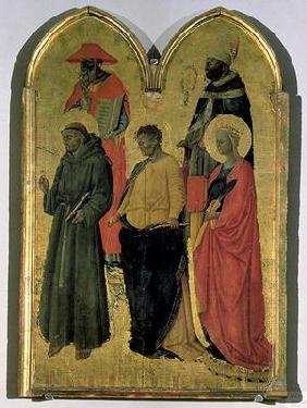 St. Francis, St. Jerome, St. Philip, St. Catherine and a bishop saint, c.1444 (tempera on panel) 13th