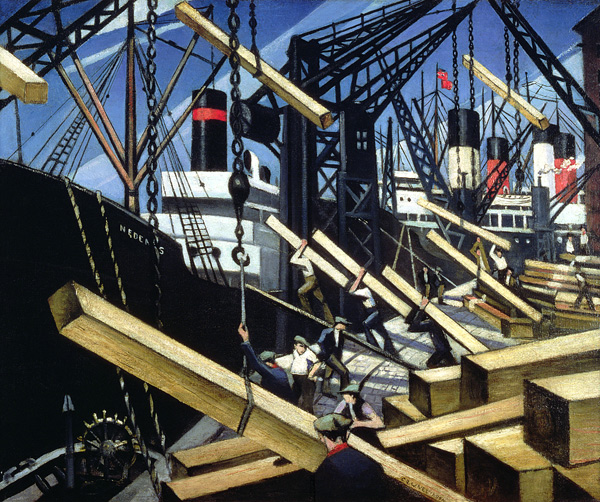 Loading Timber, Southampton Docks von Christopher R.W. Nevinson