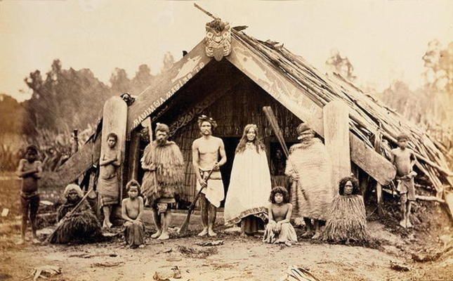 Maori Family, New Zealand, c.1880s (albumen print) von New Zealander Photographer (19th century)