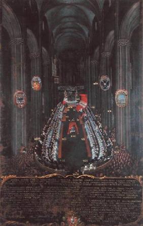Organ panel depicting The Sitting of the Council of Trent in Trent Cathedral on 3rd and 4th December 1703