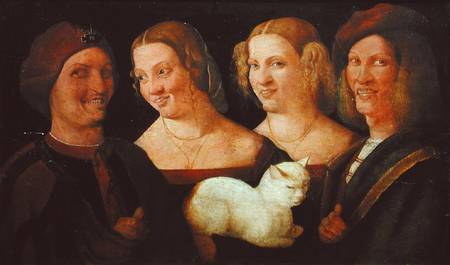 Four People Laughing at the Sight of a Cat von Niccolo Frangipane