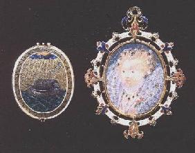 "Armada Jewel", miniature of Queen Elizabeth I enclosed in a jewelled case, outside of lid depicts a 1585-90