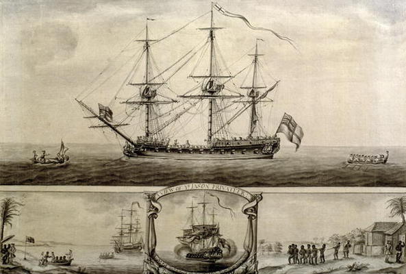 A View of Ye Jason Privateer, c.1760 (pen &ink and wash) von Nicholas Pocock