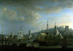 View of Bristol Harbour showing the Cathedral 1785