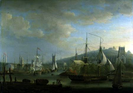 View of Bristol Harbour showing the Cathedral von Nicholas Pocock