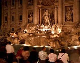 View of The Trevi Fountain at night built 1732