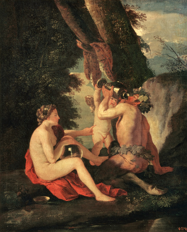 Satyr und Nymphe von Nicolas Poussin