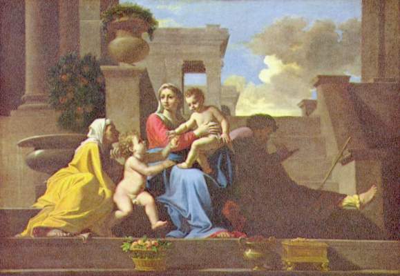 Heilige Familie auf der Treppe von Nicolas Poussin