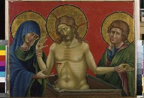 Jesus als Schmerzensmann mit Maria und Johannes.