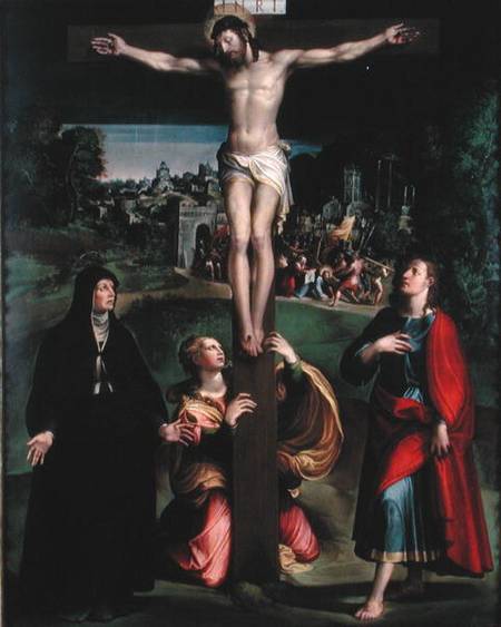 Crucifixion with the Virgin, Mary Magdalene and St. John the Evangelist von Nicolo dell' Abate