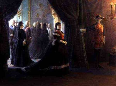 Catherine II (1729-96) at the Coffin of Empress Elizabeth (1709-61) von Nikolai Gay