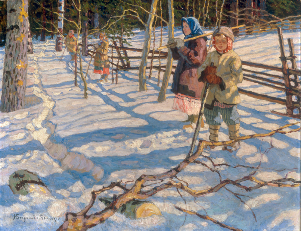 Kinder im Schnee von Nikolai P. Bogdanow-Bjelski