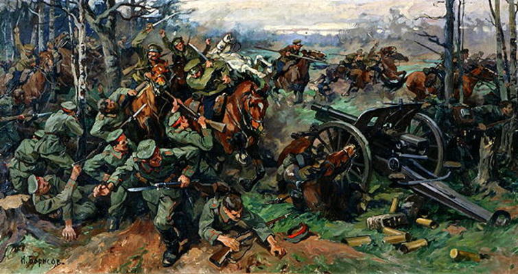 The Russian Cavalry Charging the German Artillery in 1915 (oil on canvas) von Nikolay Yakovlevich Borisov