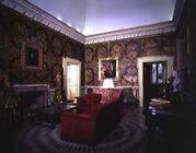 Salon with floral motif wallpaper, designed for Cardinal Pietro Aldobrandini by Giacomo della Porta