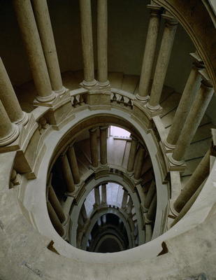 The 'Palazzetto' (Little Palace) detail of the spiral staircase seen from above, designed by Ottavia von 