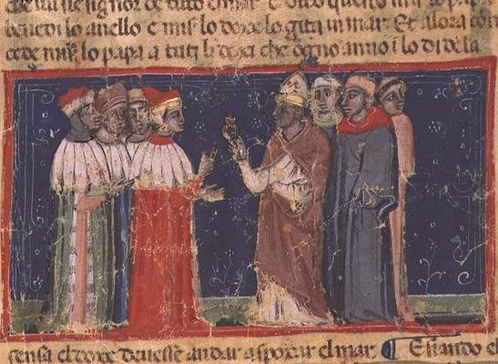 Codex Correr I 383 Pope Alexander III (1105-81) presents a ring to Doge Sebastiano Ziani von 