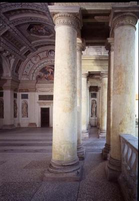 The Loggia di Davide (or D'Onore), interior showing columns of the garden entrance designed by Giuli 1908