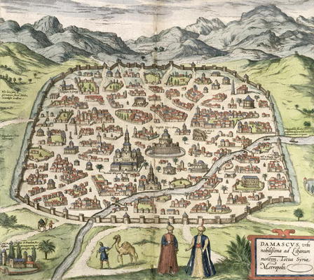 Town map of Damascus, Syria, 1620 (engraving) von 