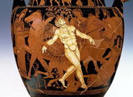 Red and white figure volute krater depicting the death of Talos, the bronze giant who guarded the Cr