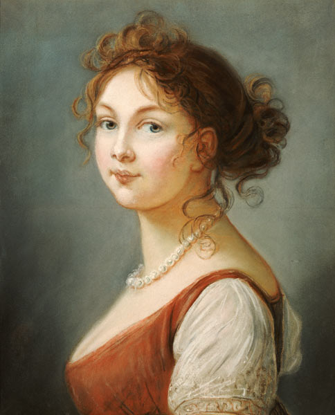 Portrait Of Louisa, Queen Of Prussia (1776-1810), Bust Length In A Terracotta Dress With White Sleev von 
