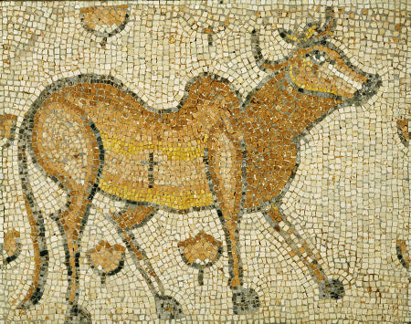A Byzantine Marble Mosaic Panel Depicting Humped Bull von 