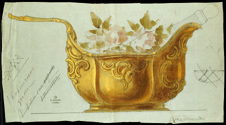 A Drawing Of A Large Gilt Metal Kovsh In The Louis XV Style von 