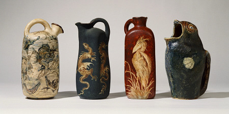 A Group Of Martin Brothers Stoneware Jugs Circa 1888-1889,  And A Martin Brothers Character Jug-Mode von 