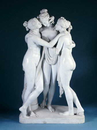 A Lifesize White Marble Group Of The Three Graces, After Canova, 19th Century von 