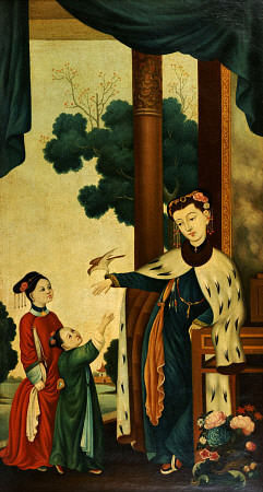 A Mandarin''s Wife With Their Two Daughters von 