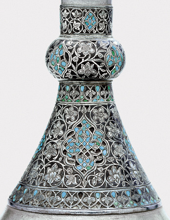 An Ottoman Turquoise Inset Silver Mounted Zinc Bottle  Istanbul, Turkey, 17th Century von 