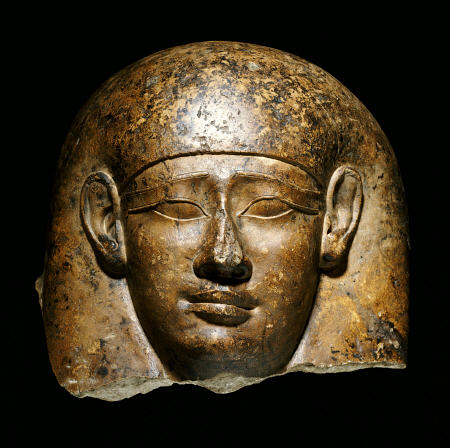 An Over Life-Size Limestone Head From An Anthropoid Sarcophagus von 