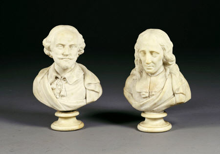 A Pair Of White Marble Busts Of William Shakespeare And John Milton, Last Quarter 19th Century von 