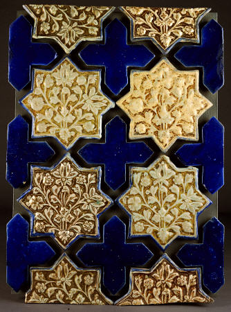 A Panel Of Kashan Lustre Stellar And Cobalt Cruciform Tiles, 13th Century von 