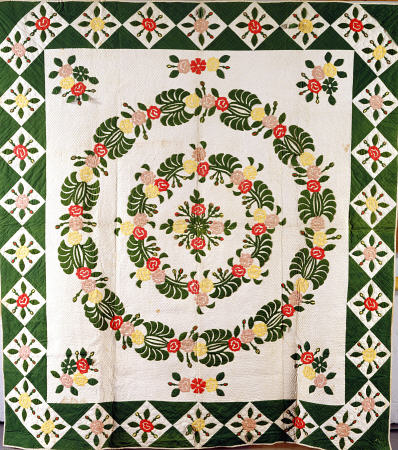 A Pieced And Appliqued Cotton Quilted Coverlet, South Carolina, Mid-19th Century von 