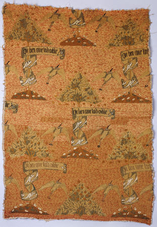 A Rare Early Embroidery The Design Attributed To William Morris,  Depicting Fruit Laden Trees, Heron von 