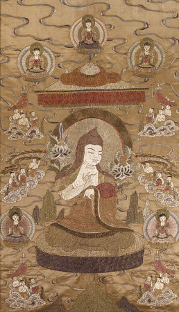 A Sino Tibetan Silk Embroidered Silk Thang von 